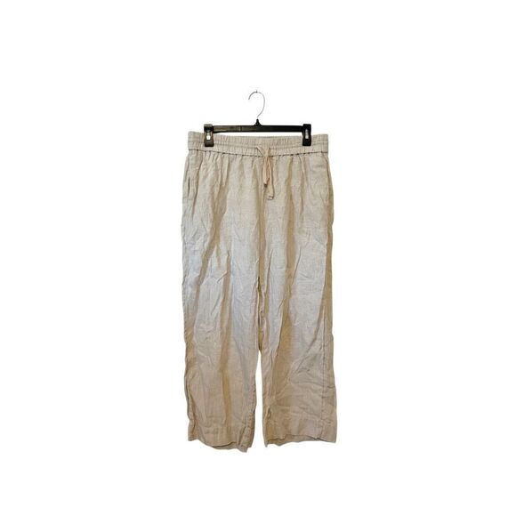 J. Crew Wide Leg Linen Drawstring Waist Pocket Front Pants Women’s Medium - Picture 1 of 5